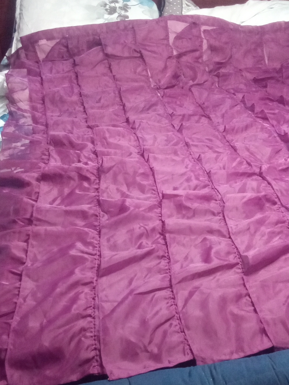 * Ruffled Shower Curtain in Deep Plum